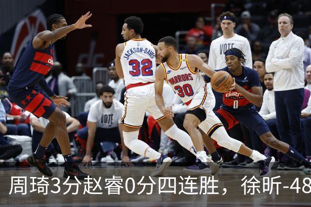 周琦3分赵睿0分四连胜，徐昕-48全队最低，张文杰陈国豪9中0
